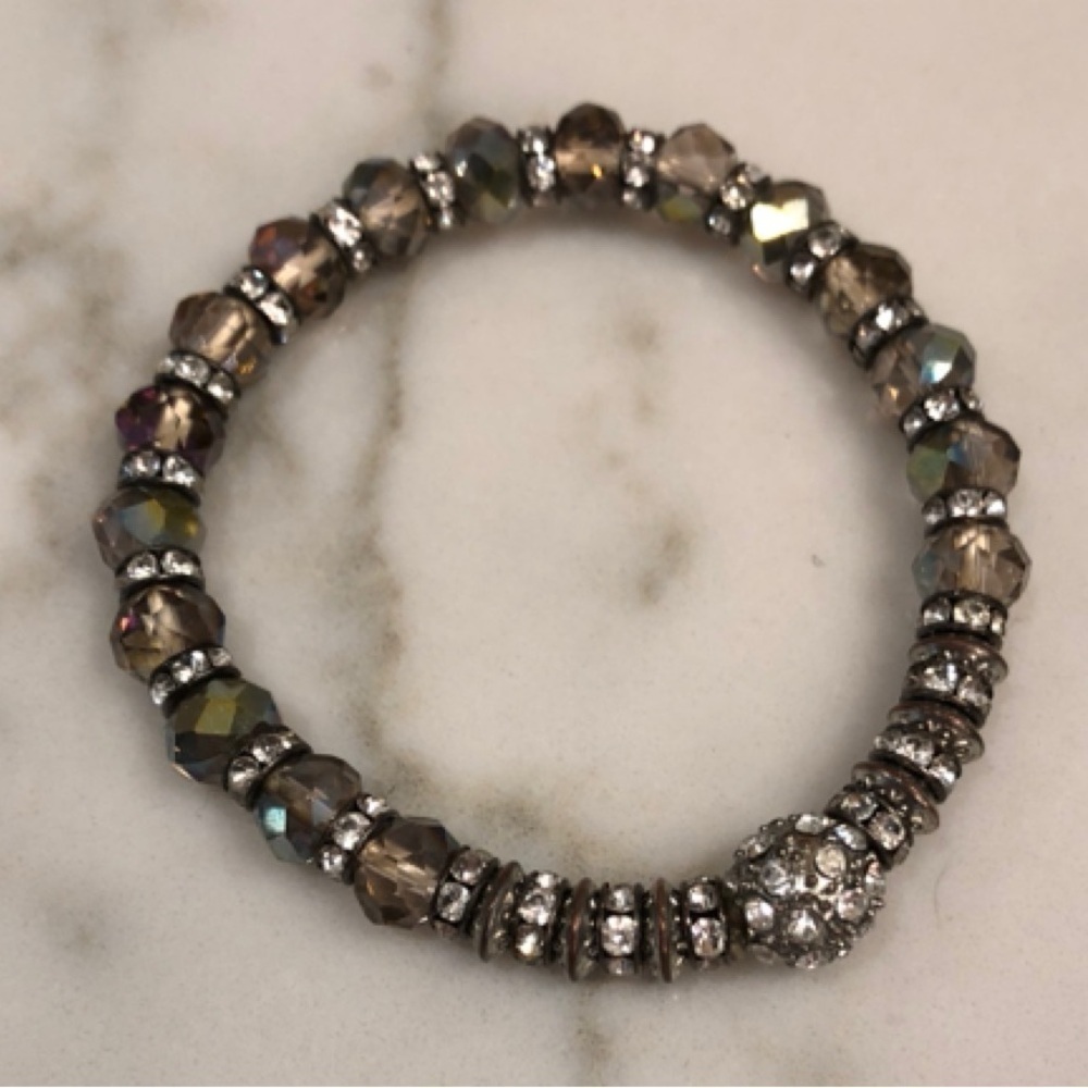 ⛱️🔥Boutique - Smoky Faceted Beaded Stretch Bracelet - OS